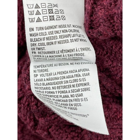 American Eagle Outfitters Burgundy Cable Knit Cardigan Sweater Zippers Size S - Picture 9 of 12